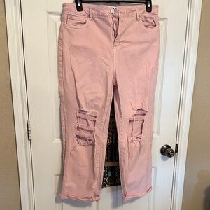 Mica Pink Distressed Women Jeans. Size 32.